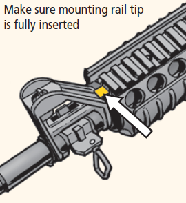 Make sure mounting rail tip is fully inserted